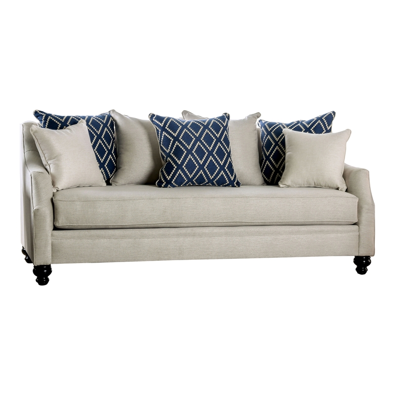 Furniture of America Hollie Transitional Fabric 2-Piece Sofa Set in Ivory