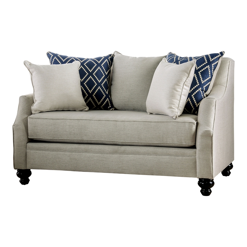 Furniture of America Hollie Transitional Fabric 2-Piece Sofa Set in Ivory