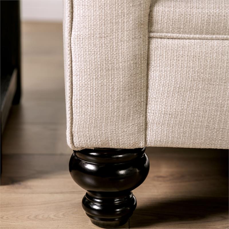 Furniture of America Hollie Fabric Upholstered Loveseat in Ivory