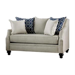 Furniture of America Hollie Fabric Upholstered Loveseat in Ivory