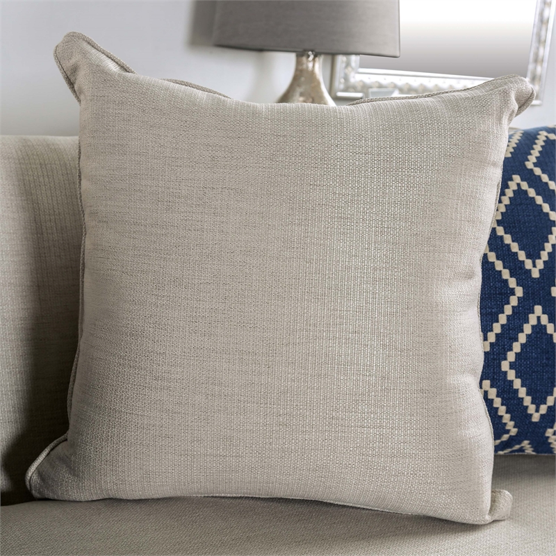 Furniture of America Hollie Transitional Fabric Upholstered Sofa in Ivory