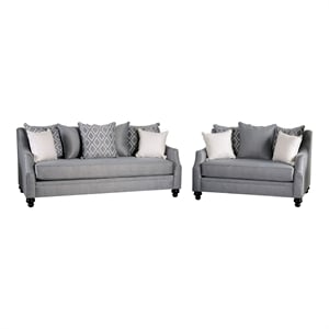 Furniture of America Hollie Transitional Fabric 2-Piece Sofa Set in Gray