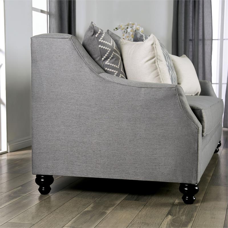 Furniture of America Hollie Fabric Upholstered Loveseat in Gray
