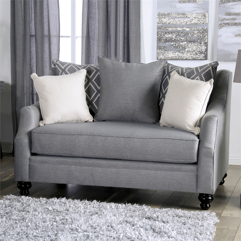 Furniture of America Hollie Fabric Upholstered Loveseat in Gray