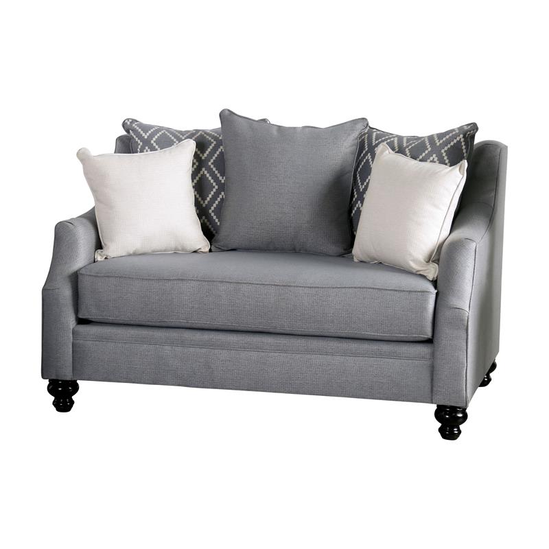 Furniture of America Hollie Fabric Upholstered Loveseat in Gray