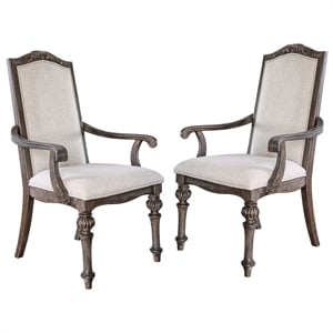 furniture of america clyde fabric scrolled arm chair in ivory (set of 2)
