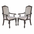 Furniture of America Clyde Fabric Scrolled Arm Chair in Ivory (Set of 2)