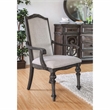 Furniture of America Clyde Fabric Scrolled Arm Chair in Ivory (Set of 2)