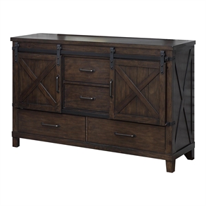 furniture of america andrew 4 drawer transitional sliding door solid wood dresser in dark walnut
