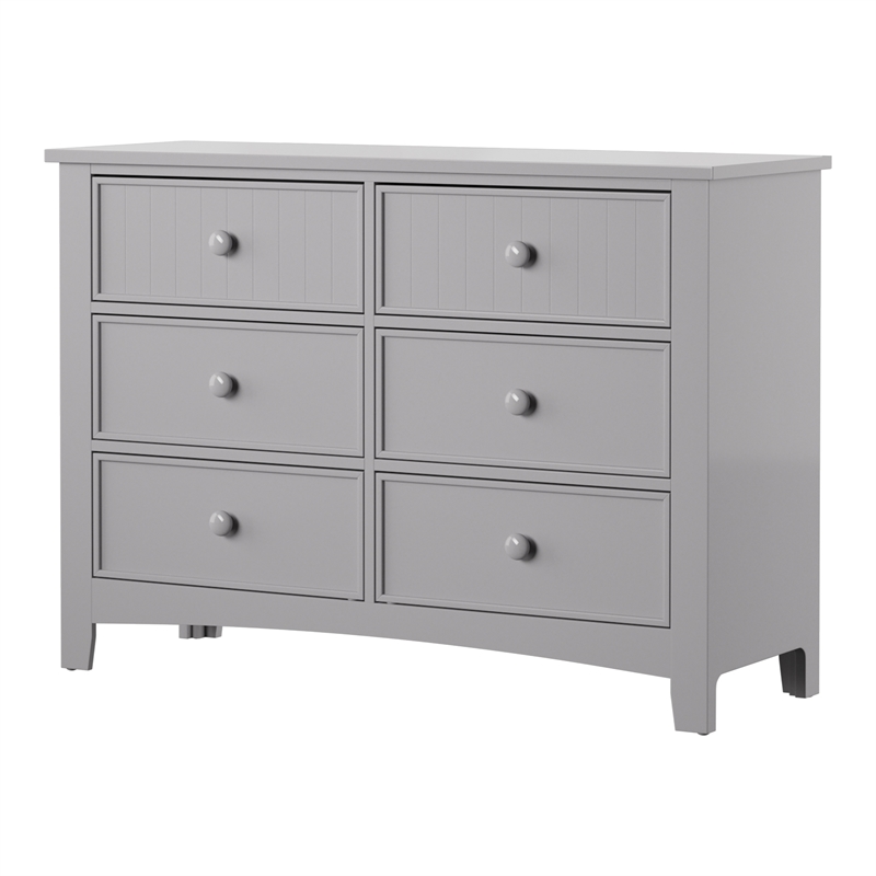 Furniture of America Dimanche Solid Wood 6-Drawer Double Dresser in Gray