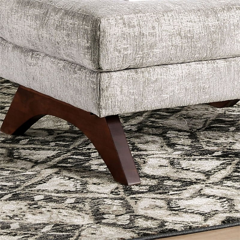 Furniture of America Ardrie Transitional Crescent Wooden Feet Ottoman in Gray