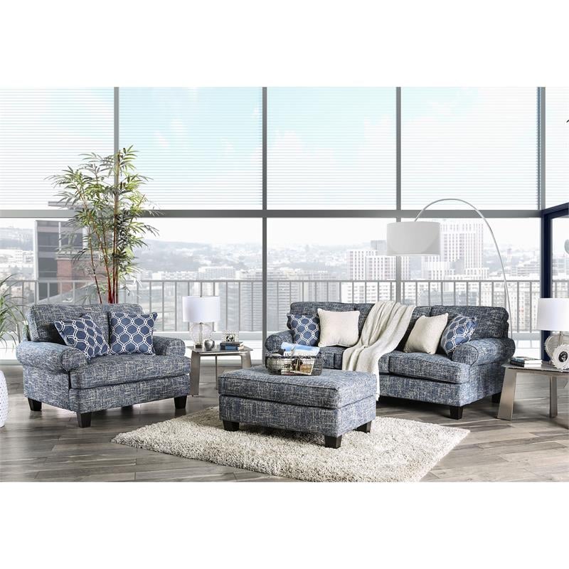 Furniture of America Brummitt Transitional Fabric Armchair in Blue