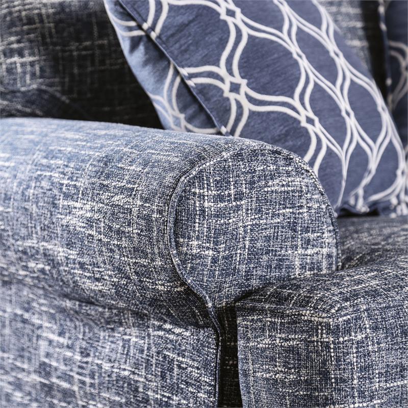 Furniture of America Brummitt Transitional Fabric Armchair in Blue