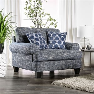 Furniture of America Brummitt Transitional Fabric Armchair in Blue