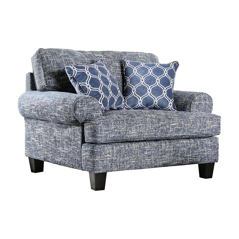 Furniture of America Brummitt Transitional Fabric Armchair in Blue