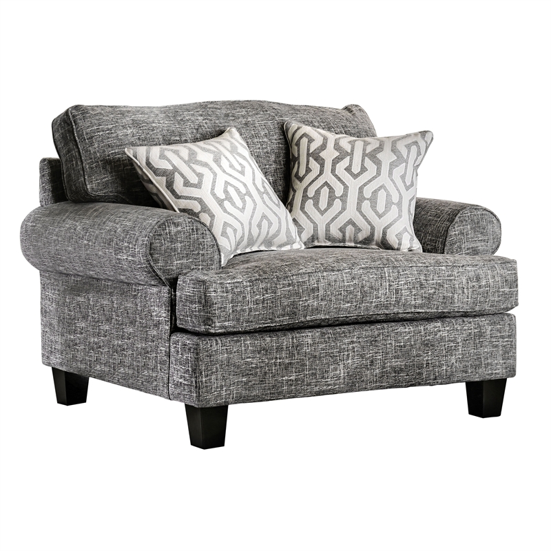 Furniture of America Brummitt Transitional Fabric Armchair in Gray
