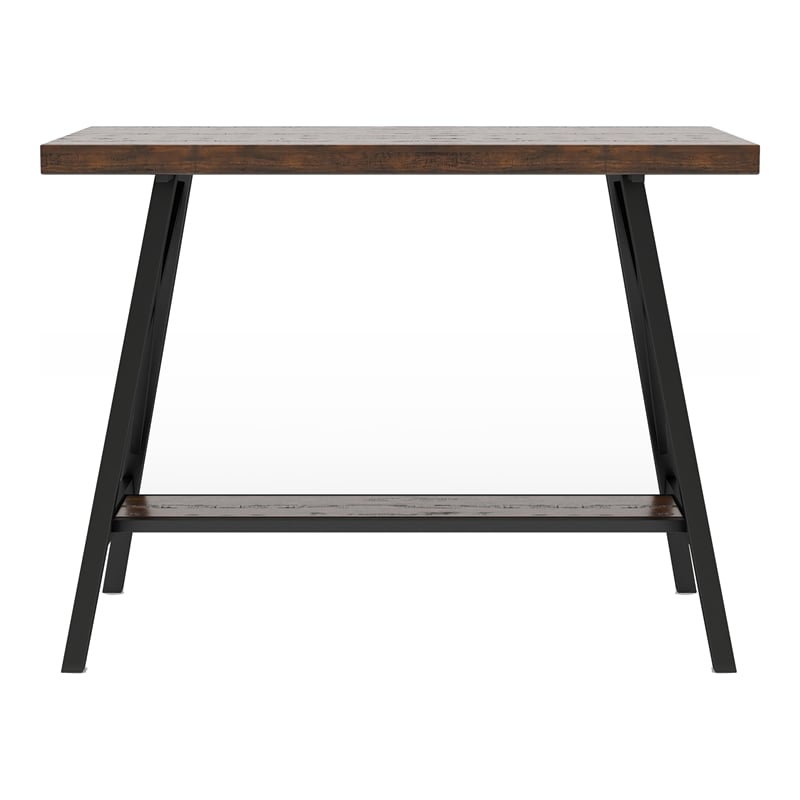 Furniture of America Deonne Wood Counter Height Table in Medium Oak and Black