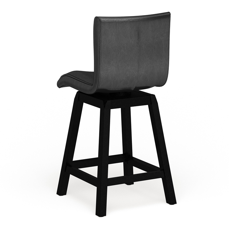 Furniture of America Omura Faux Leather 7-Piece Counter Table Set in Black