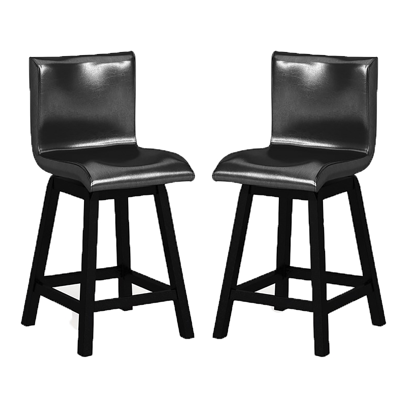 Furniture of America Omura Faux Leather 7-Piece Counter Table Set in Black