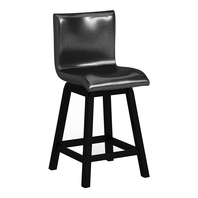 Furniture of America Omura Faux Leather 7-Piece Counter Table Set in Black