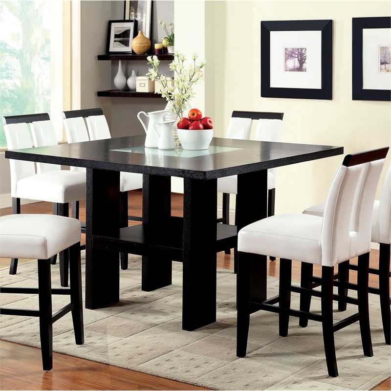 Furniture of America Jalen Wood 5-Piece LED Counter Table Set in Black