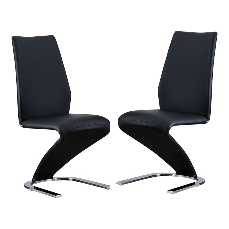 Furniture of America Verdell Faux Leather Dining Chair in Black (Set of 2)