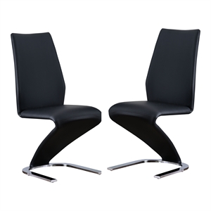 Furniture of America Verdell Faux Leather Dining Chair in Black (Set of 2)