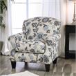 Furniture of America Calistoga Fabric Rolled Arms Floral Chair in Ivory
