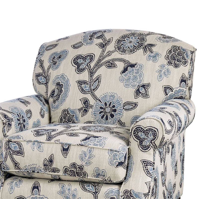 Furniture of America Calistoga Fabric Rolled Arms Floral Chair in Ivory