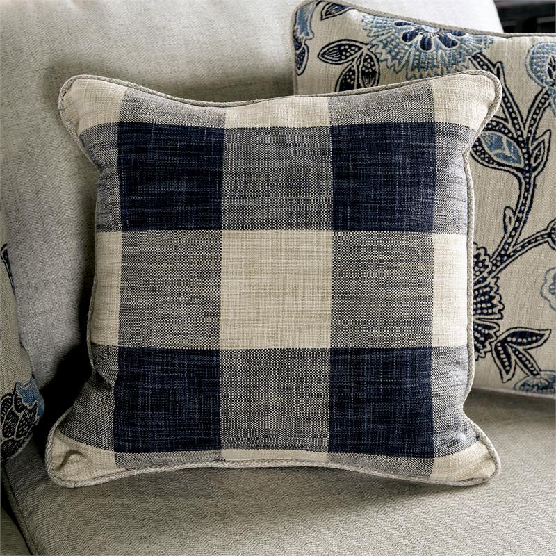 Furniture of America Calistoga Transitional Fabric Rolled Arms Loveseat in Ivory