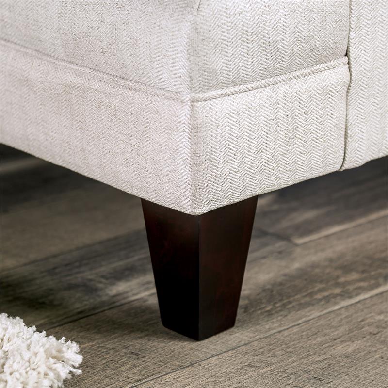 Furniture of America Calistoga Transitional Fabric Rolled Arms Sofa in Ivory