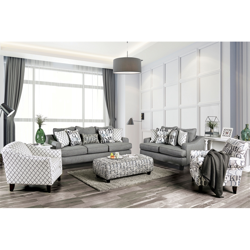 Furniture of America Tammie Transitional Fabric Flared Arms Chair in Bluish Gray