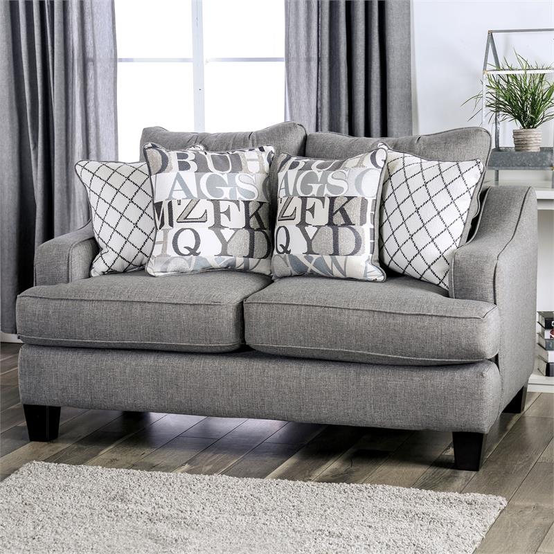 Furniture of America Tammie Transitional Fabric Loveseat in Bluish Gray