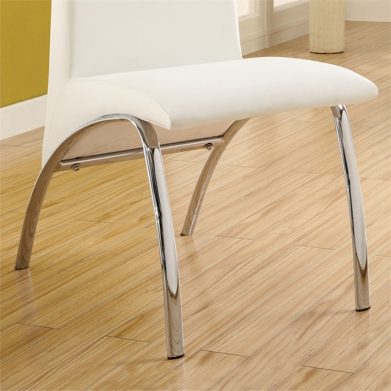 Furniture of America Duell Faux Leather Dining Chair in White (Set of 2)