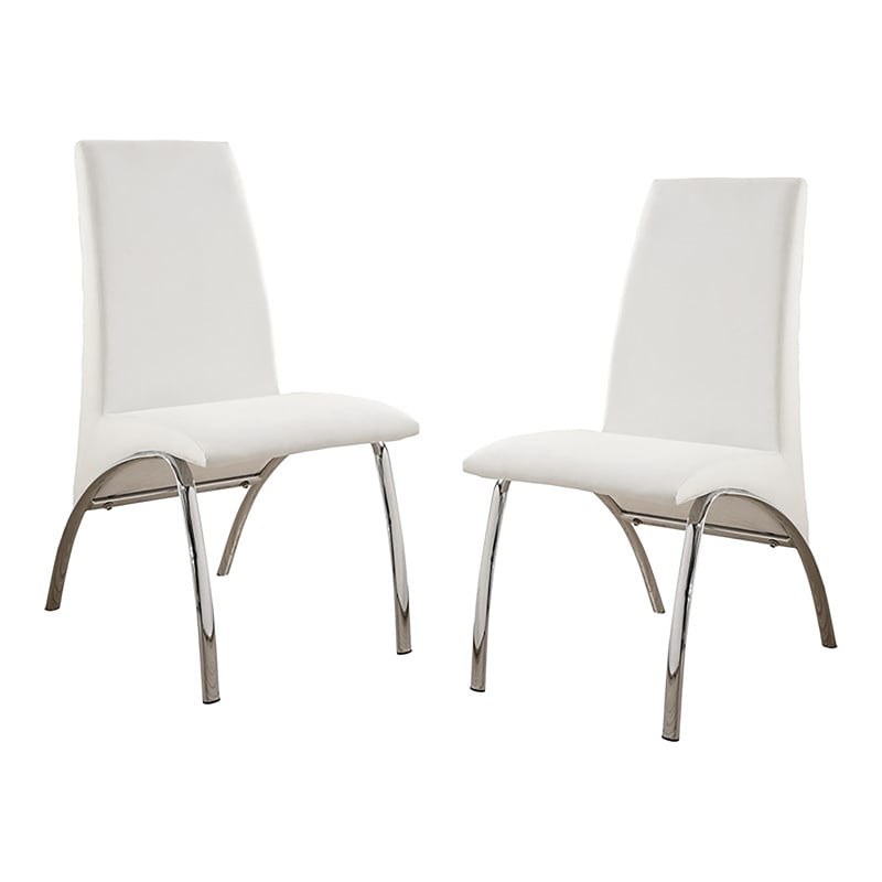 Furniture of America Duell Faux Leather Dining Chair in White (Set of 2)