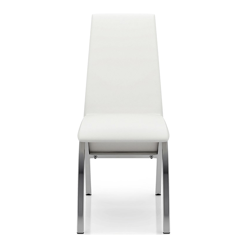 Furniture of America Duell Faux Leather Dining Chair in White (Set of 2)