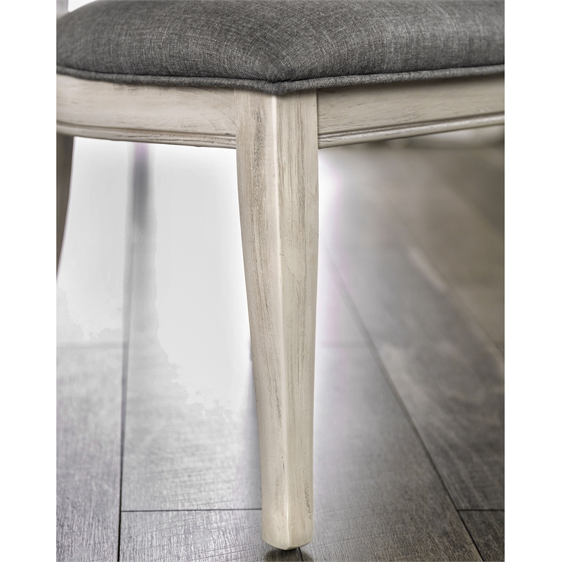 Furniture of America Chlido Fabric Padded Side Chair in White (Set of 2)