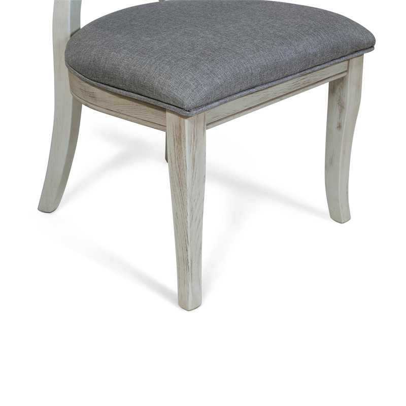 Furniture of America Chlido Fabric Padded Side Chair in White (Set of 2)
