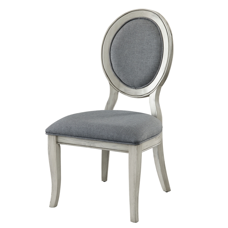 Furniture of America Chlido Fabric Padded Side Chair in White (Set of 2)