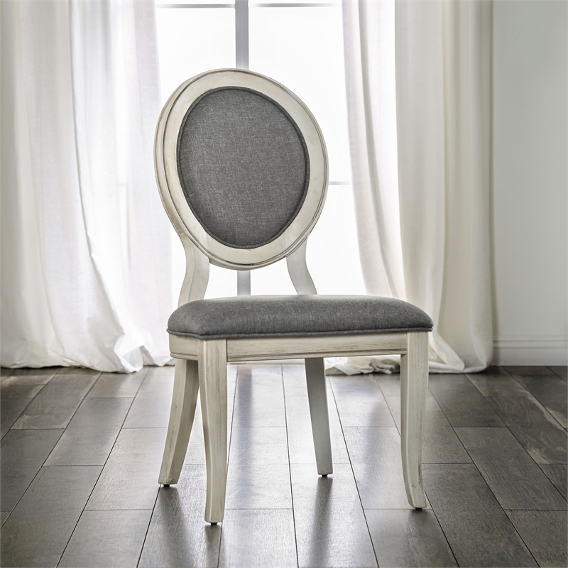 Furniture of America Chlido Fabric Padded Side Chair in White (Set of 2)