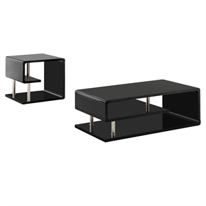 furniture of america lazer 2 piece contemporary geometric wooden coffee table set