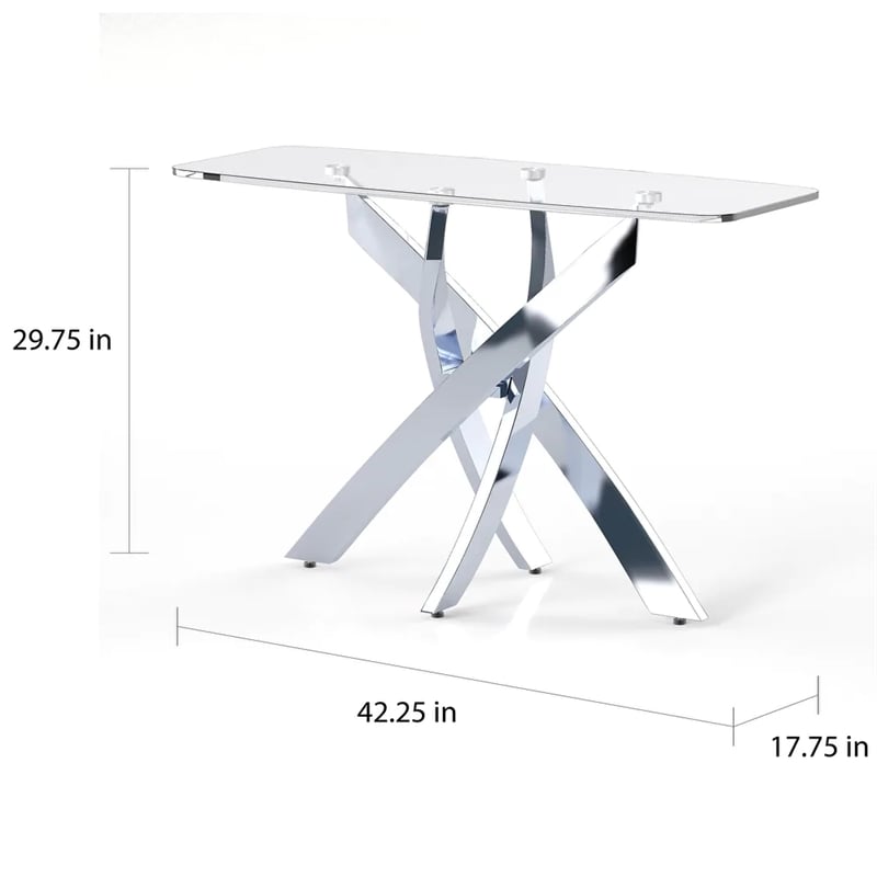 Furniture of America Bryce Contemporary Metal 45-Inch Sofa Table in Chrome