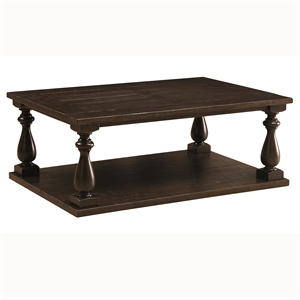 furniture of america germo solid wood open shelf coffee table in dark walnut