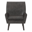 Furniture of America Walsh Mid-Century Faux Leather Tufted Accent Chair in Gray