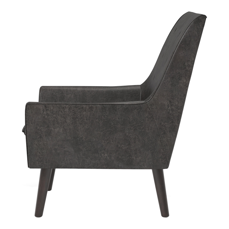 Furniture of America Walsh Mid-Century Faux Leather Tufted Accent Chair in Gray