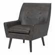Furniture of America Walsh Mid-Century Faux Leather Tufted Accent Chair in Gray