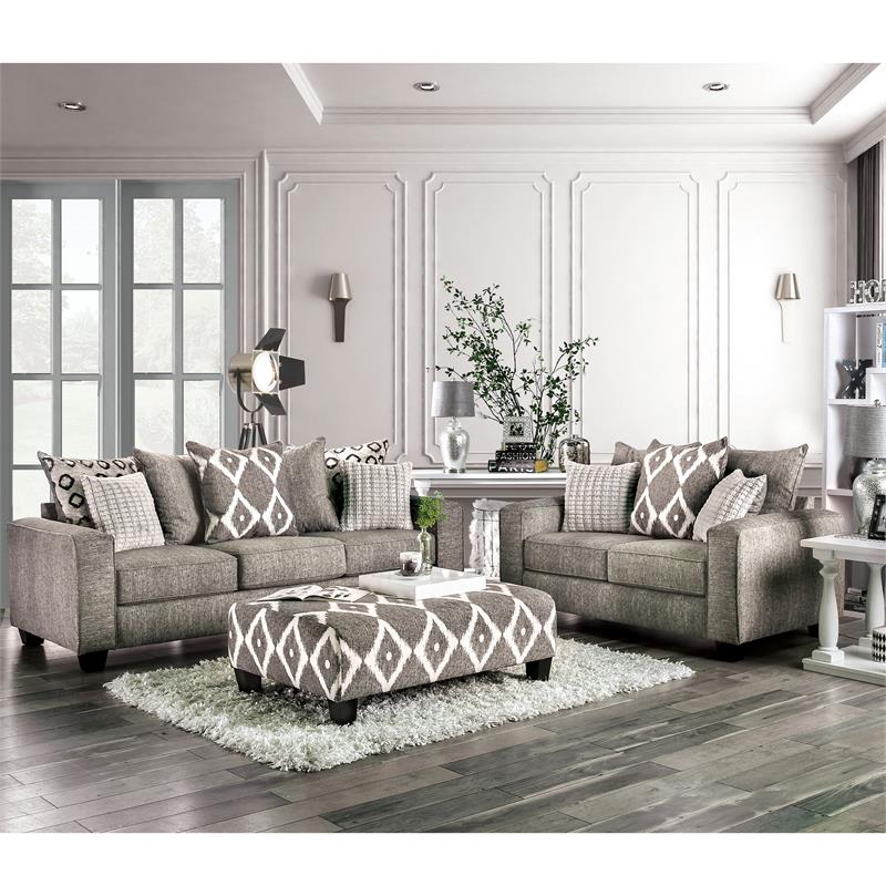 Furniture of America Amberly Contemporary Fabric Loveseat in Gray