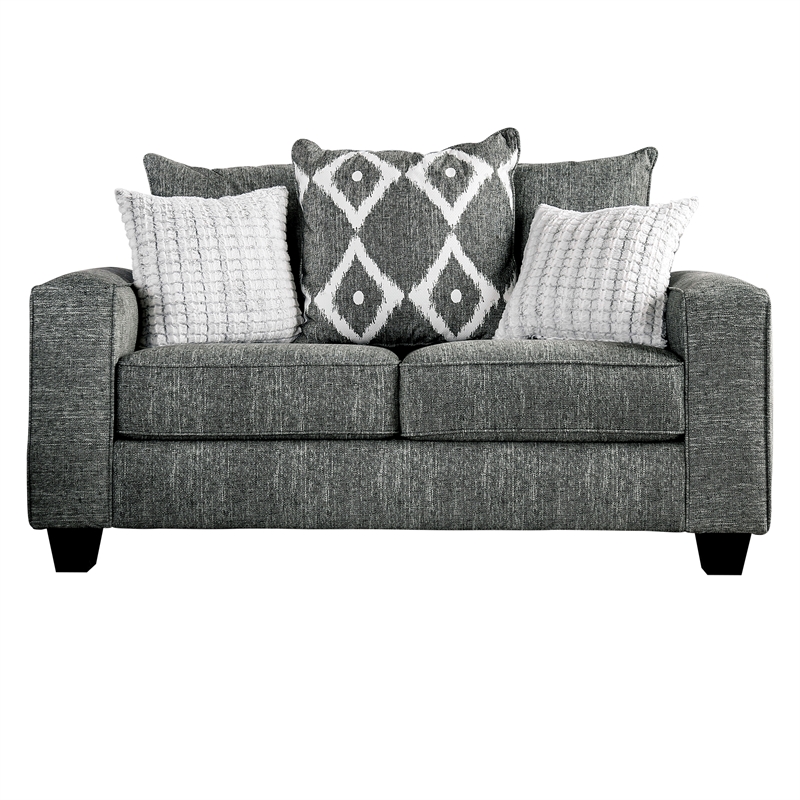 Furniture of America Amberly Contemporary Fabric Loveseat in Gray