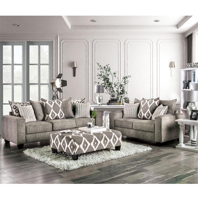 Furniture of America Amberly Contemporary Fabric Sofa in Gray