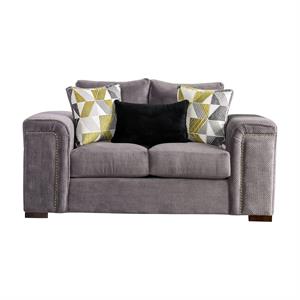 furniture of america divana chenille upholstered loveseat in warm gray